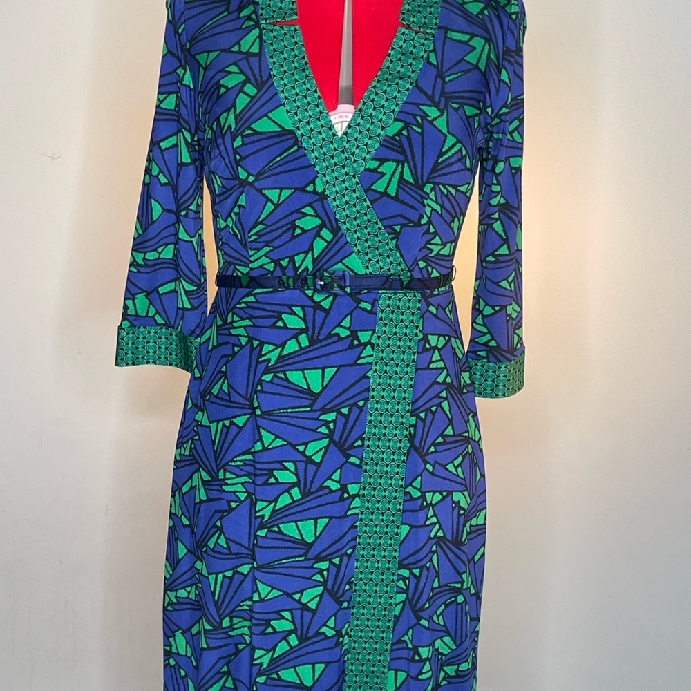 Nine West Vibrant Blue and Green Midi Dress